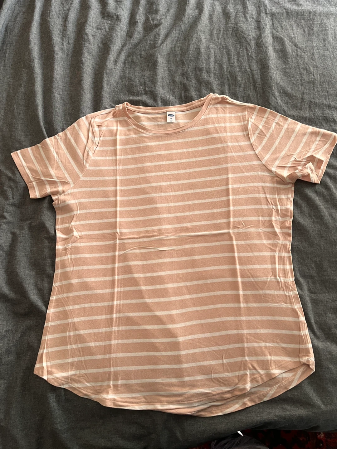 Old Navy Luxe light pink and white striped t-shirt, size L