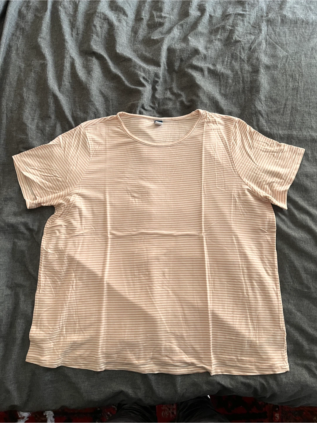 Old Navy Luxe light pink and white striped t-shirt, size L