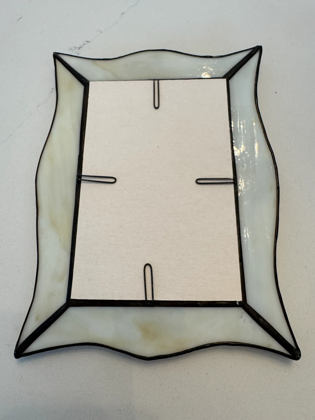 Handcrafted Leaded Glass & Baltic Amber Nugget Vintage  Frame - photo 2