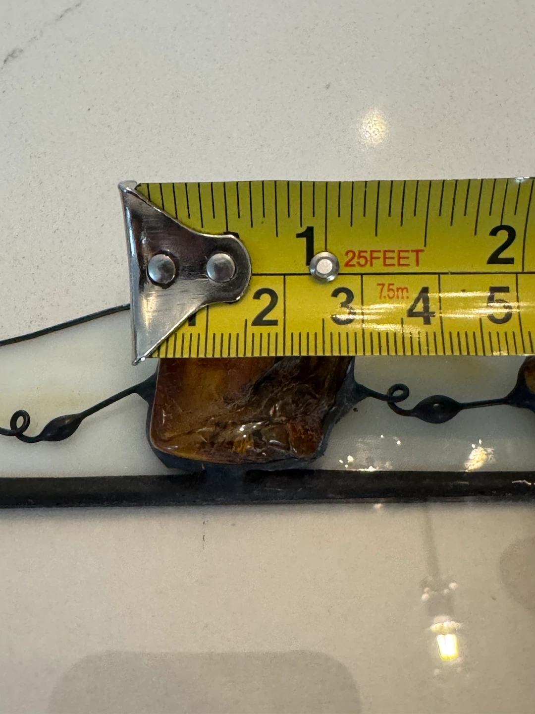 Handcrafted Leaded Glass & Baltic Amber Nugget Vintage  Frame - photo 5