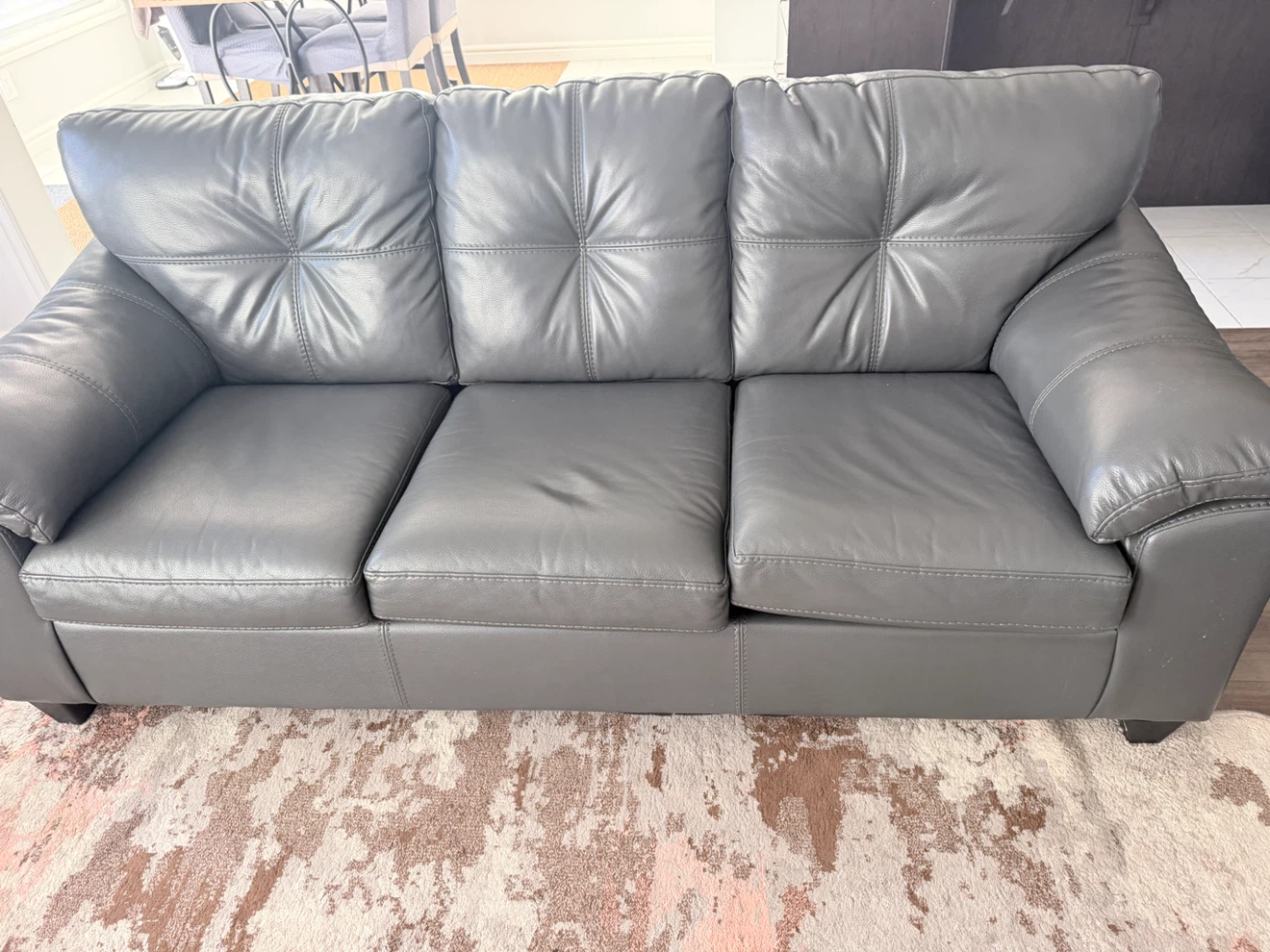 Grey Faux Leather Three-Seater Sofa - photo 4