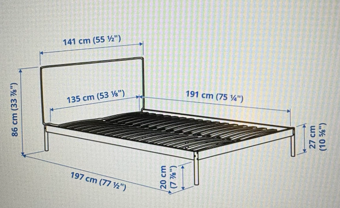 IKEA Bed Frame with Upholstered Headboard (Size: Full) - photo 5