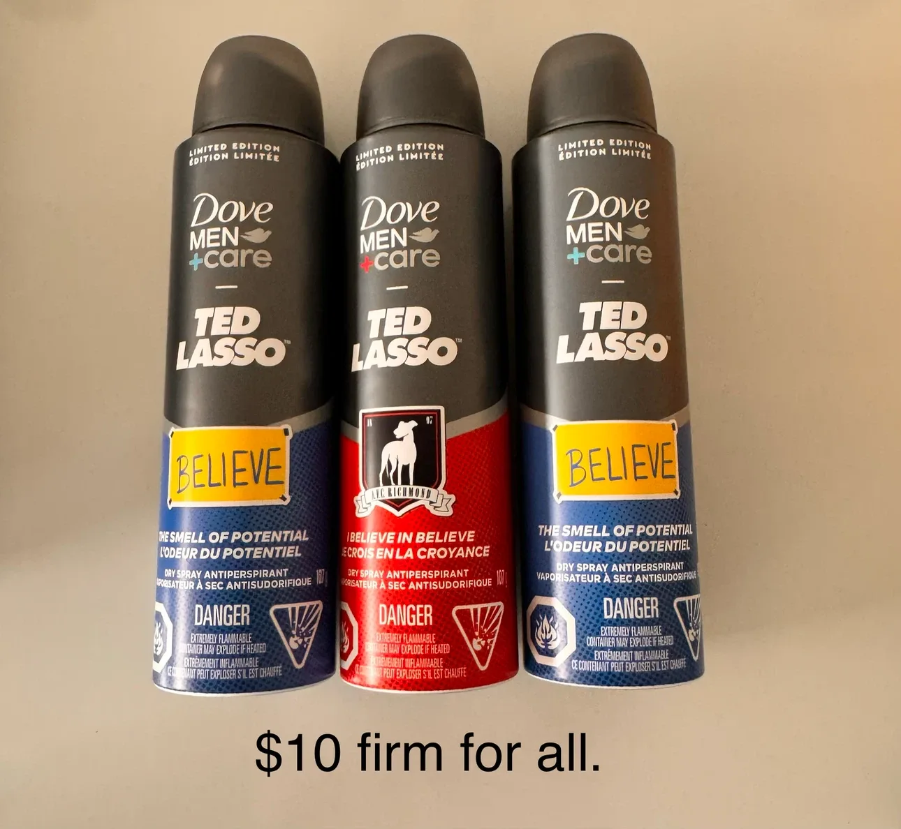 3 Dove Men+Care Ted Lasso Dry Sprays