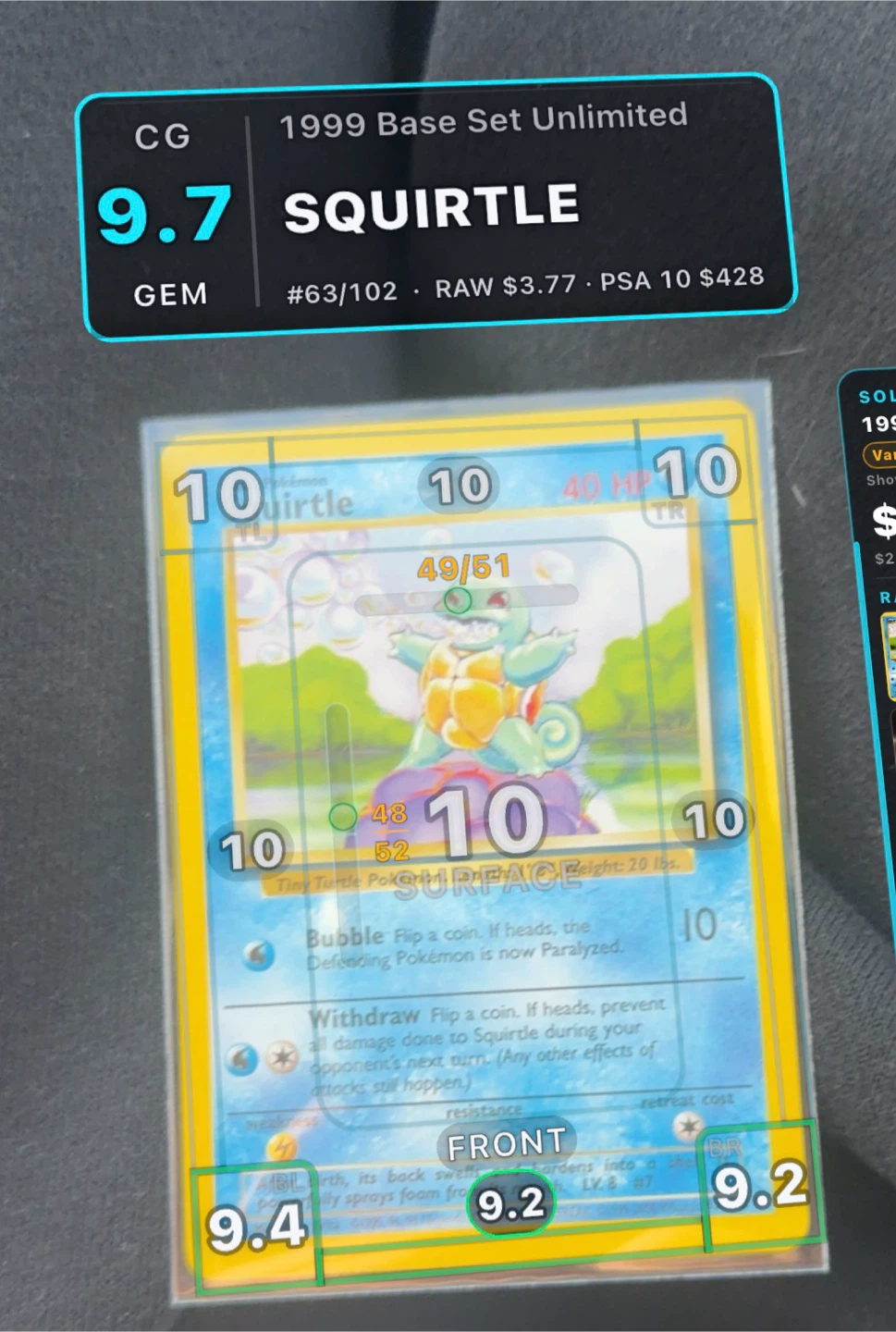 1999 Base Set Unlimited Squirtle Trading Card
