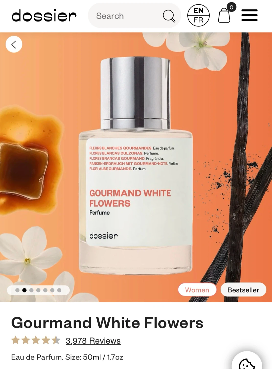 Dossier Gourmand White Flowers Perfume 50ml