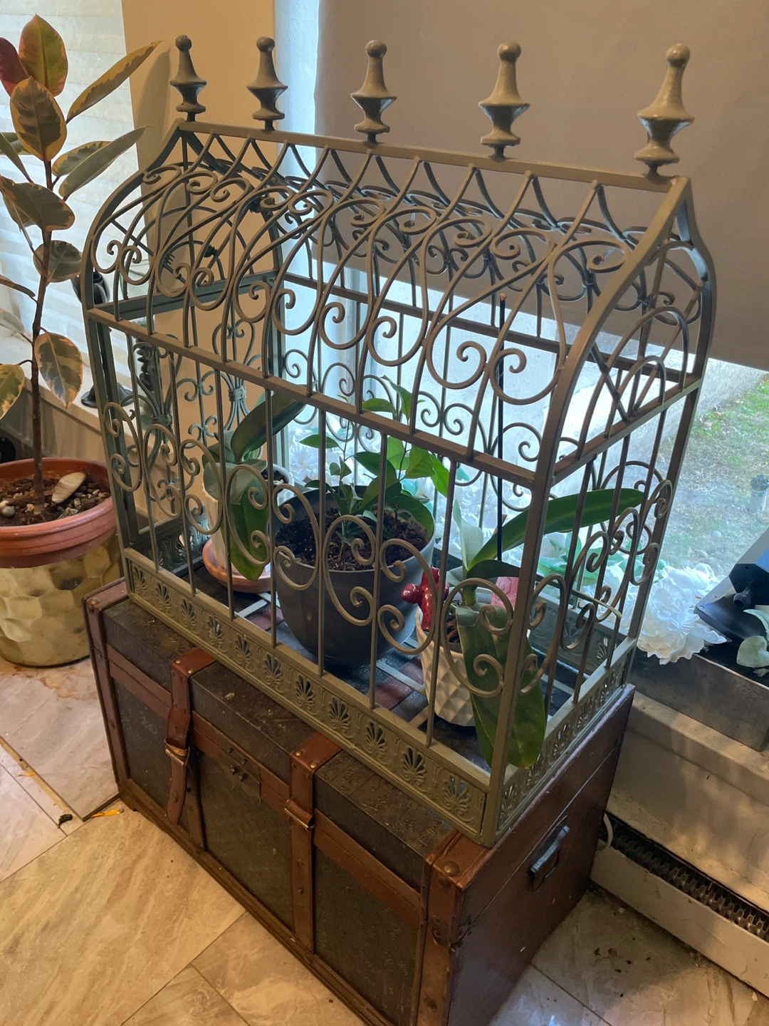 Decorative Metal Birdcage Planter Holder