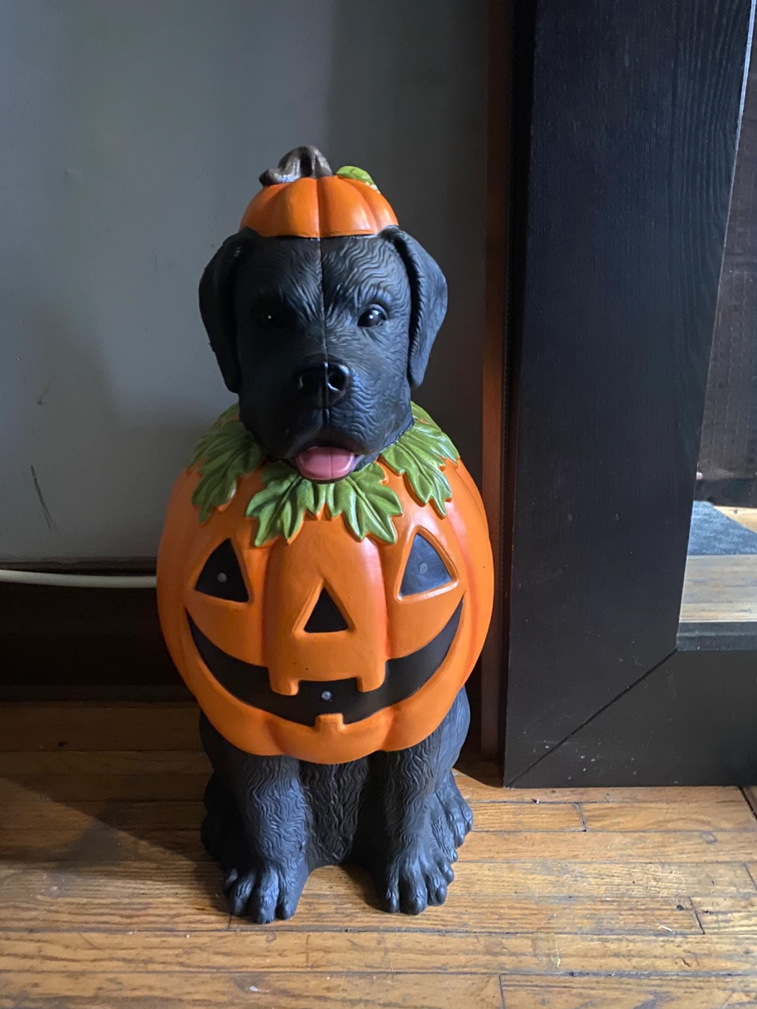 Light-up Pumpkin Black Dog Halloween Decoration - photo 2