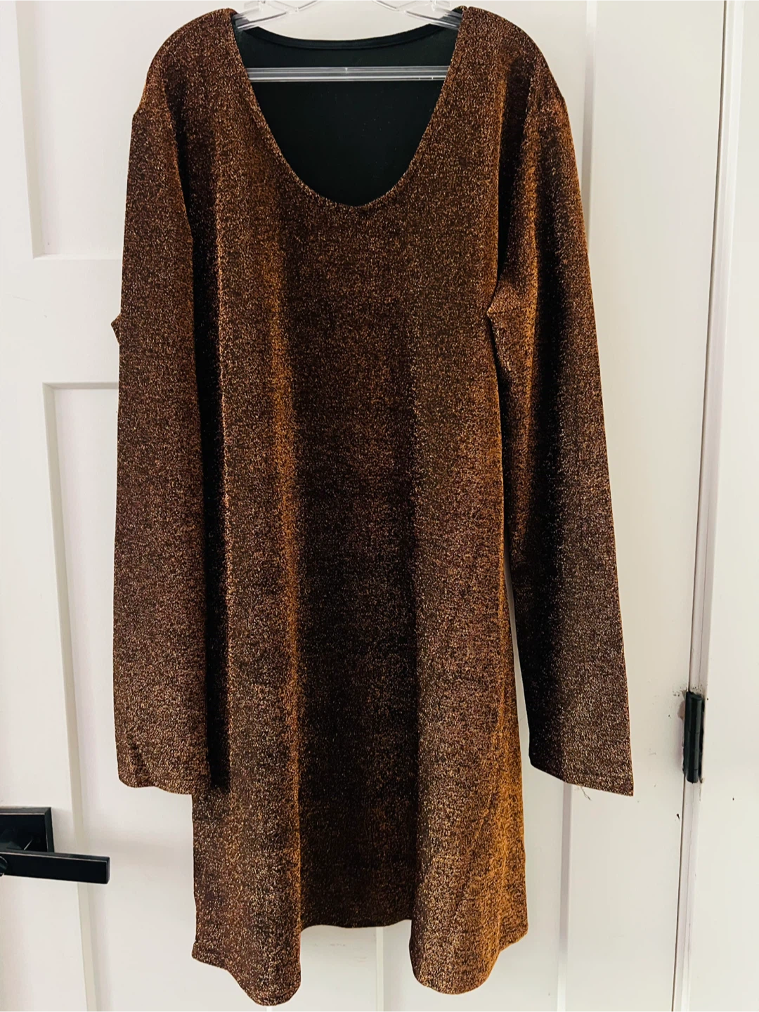 Sparkly Bronze Long-Sleeve Dress