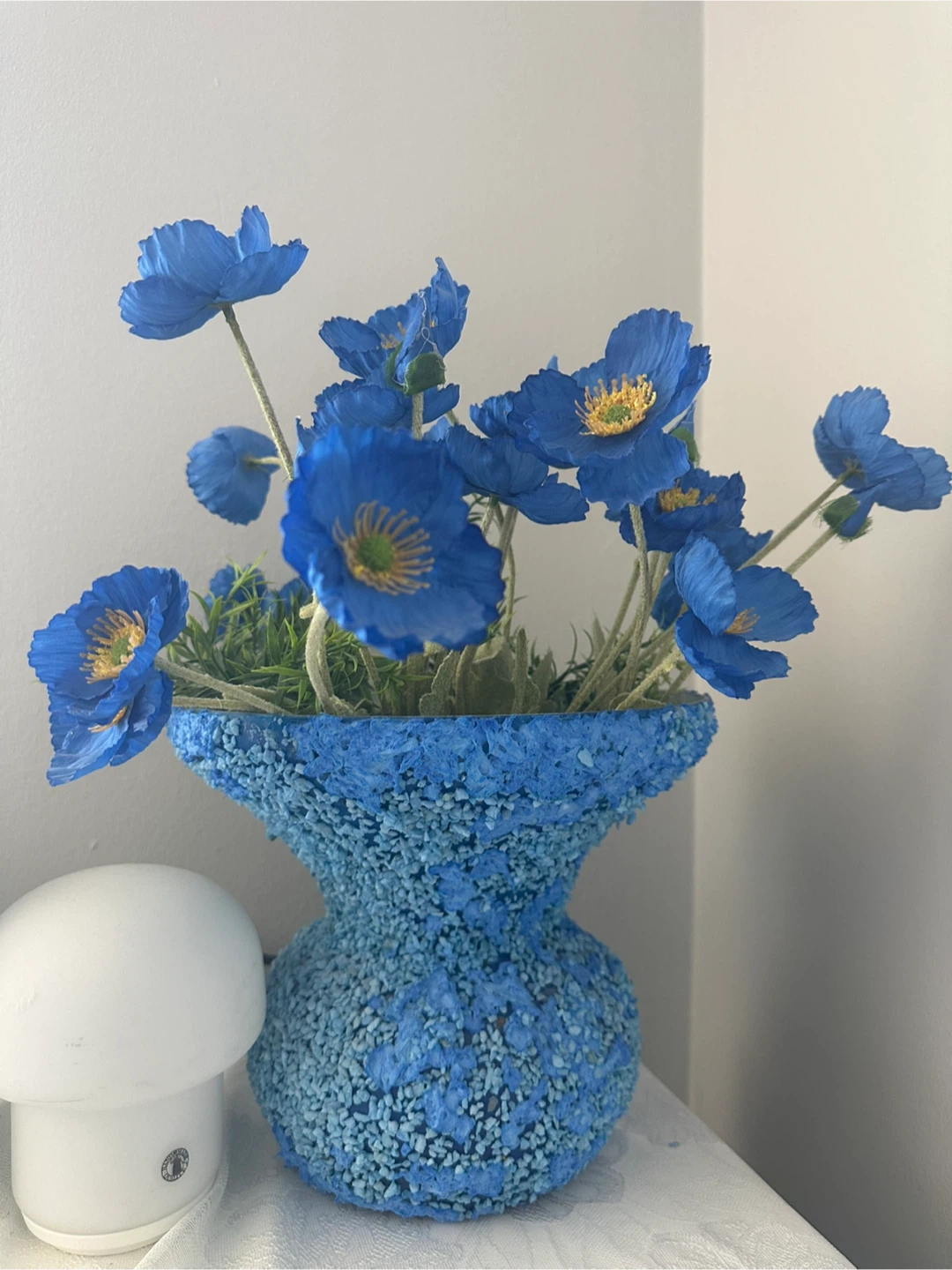 Blue Decorative Vase with Artificial Flowers