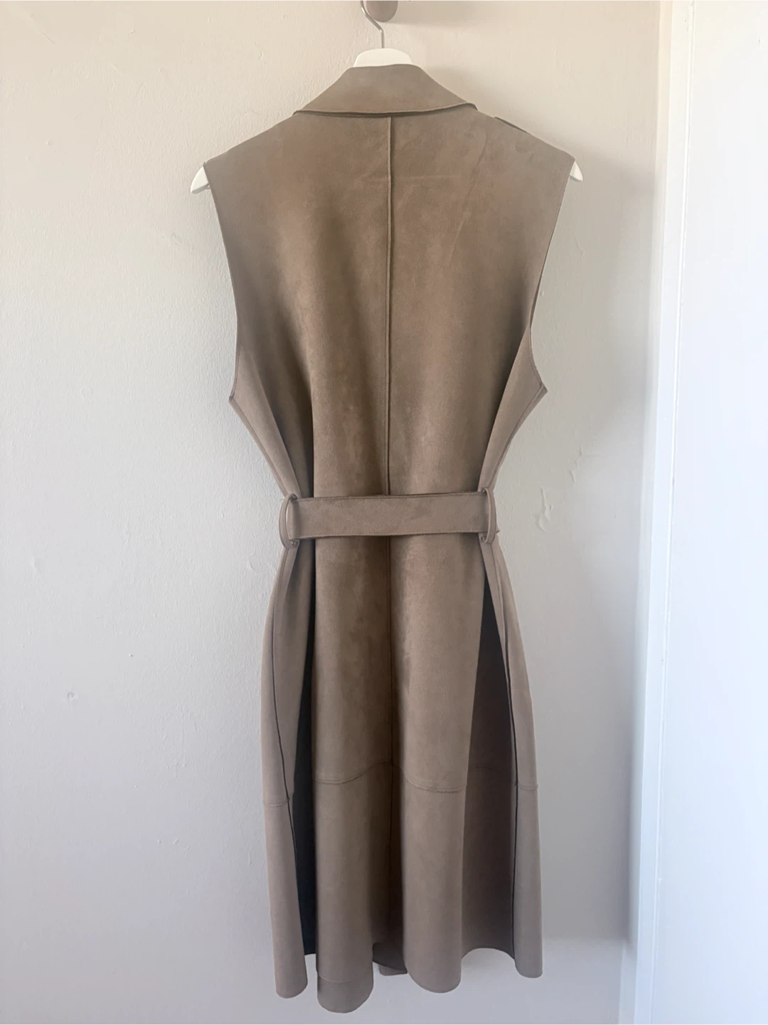 Zara Taupe Suede-Effect Sleeveless Trench Vest - photo 3