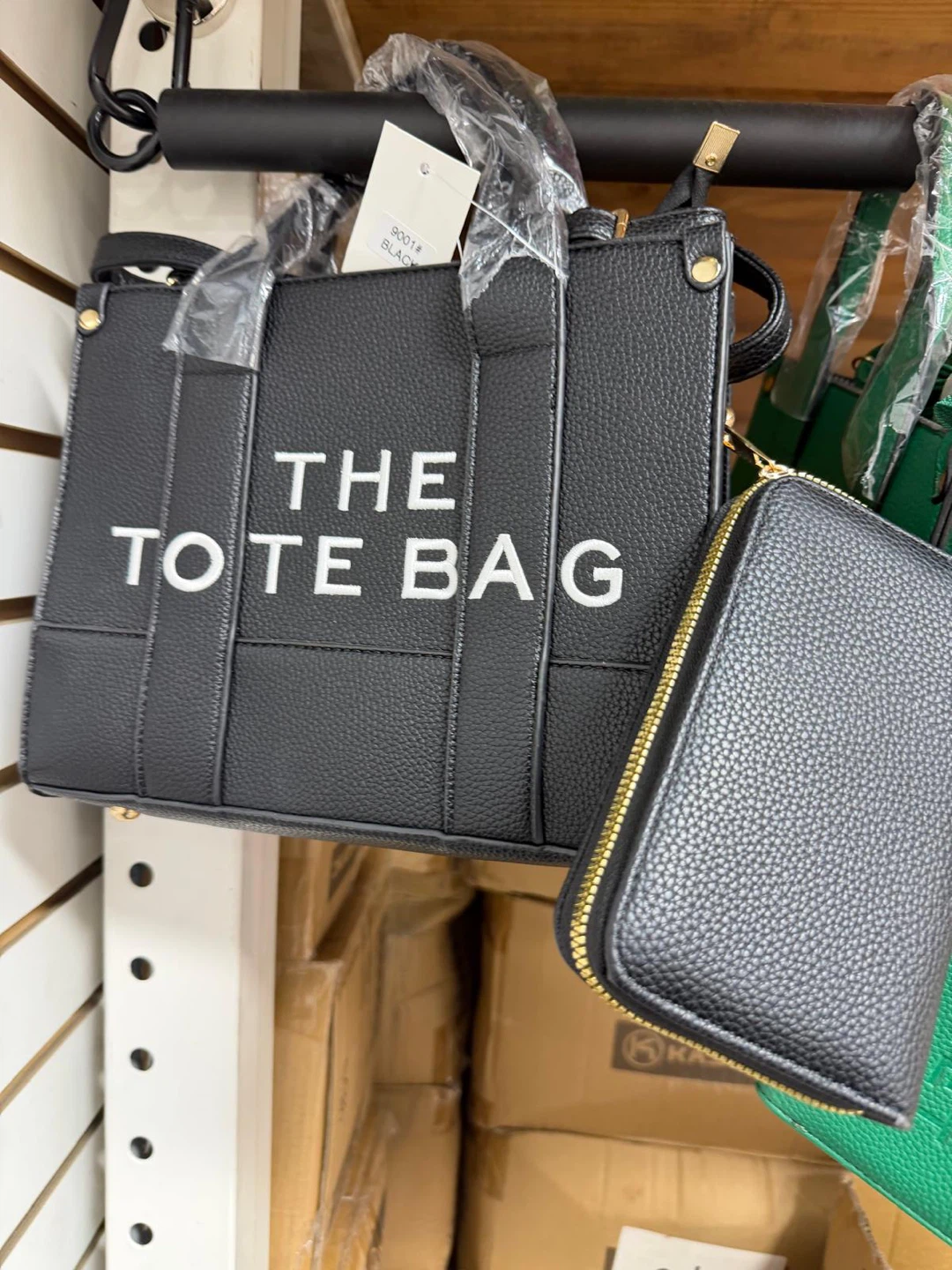 Black The Tote Bag and Matching Wallet Set