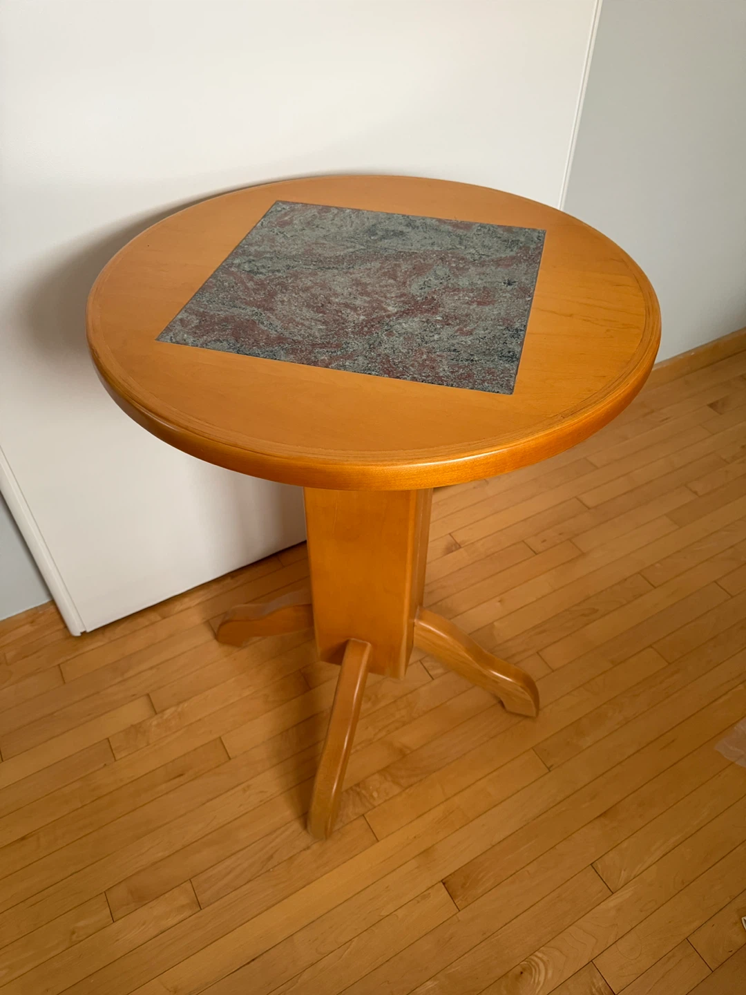 Maple Pedestal Table with Granite Inlay