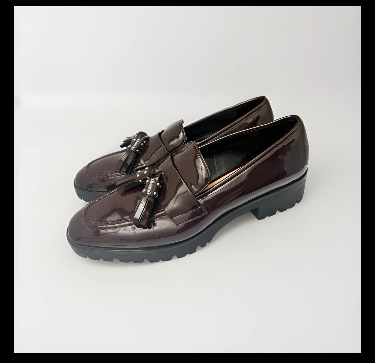 Zara Trafaluc Burgundy Tassel Loafers