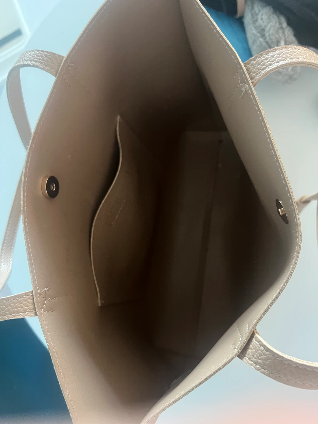 Beige Leather Tote Bag - photo 4