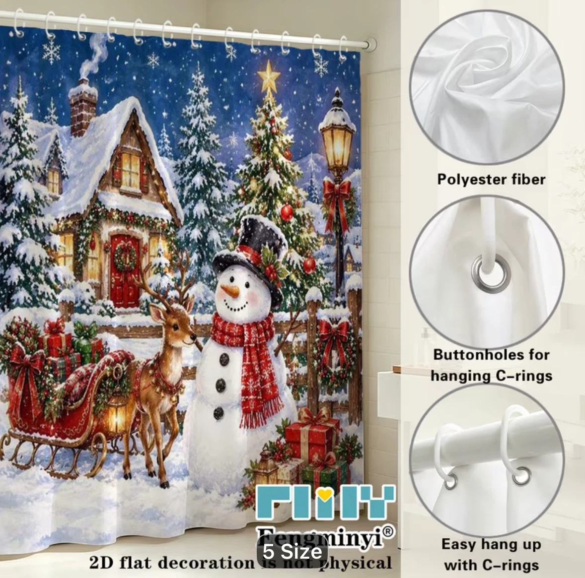 Christmas Snowman Scene Shower Curtain - photo 2