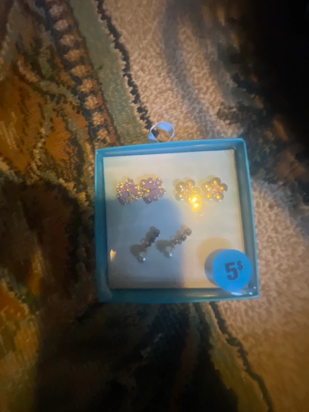 Set of Three Pairs of Stud Earrings