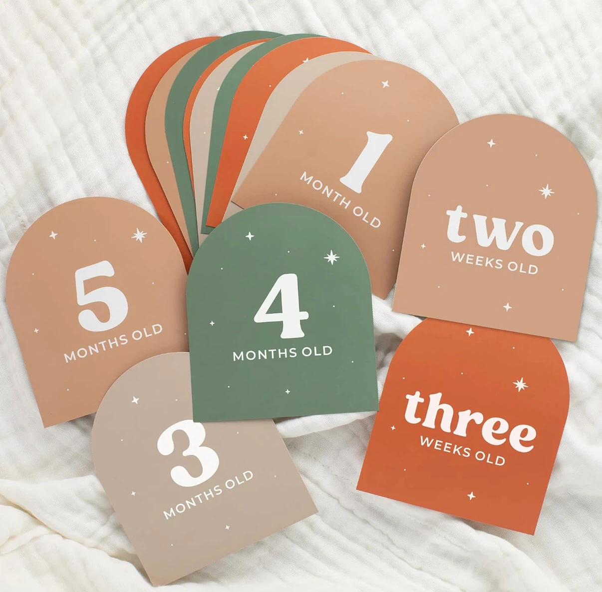 Baby Monthly Milestone Cards Set - 15 Double-Sided Cards (New)