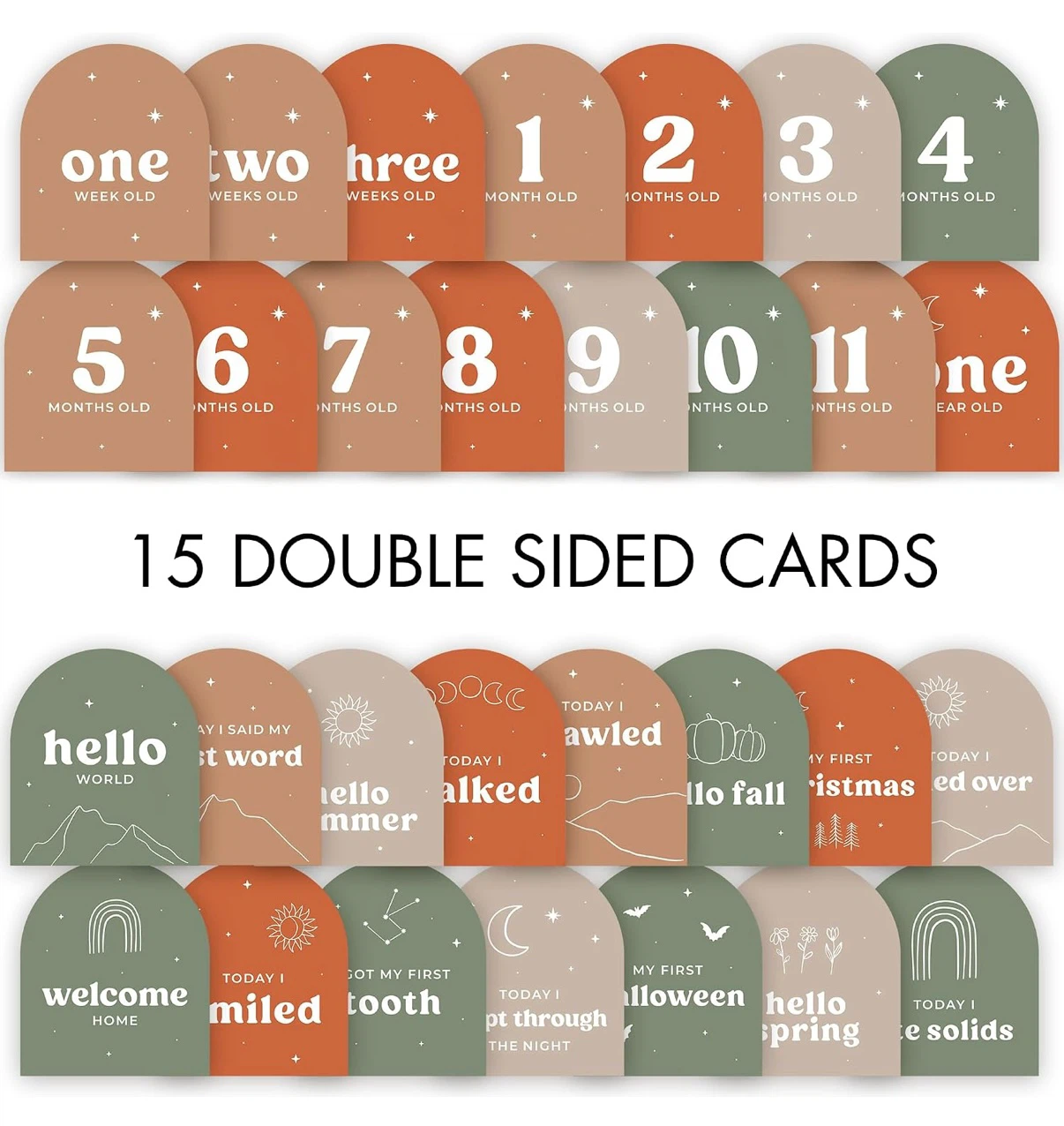 Baby Monthly Milestone Cards Set - 15 Double-Sided Cards (New) - photo 2