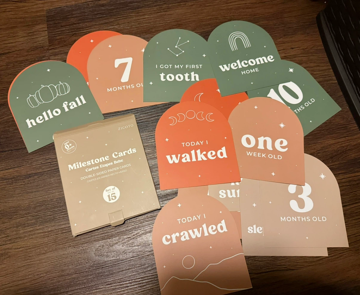 Baby Monthly Milestone Cards Set - 15 Double-Sided Cards (New) - photo 3