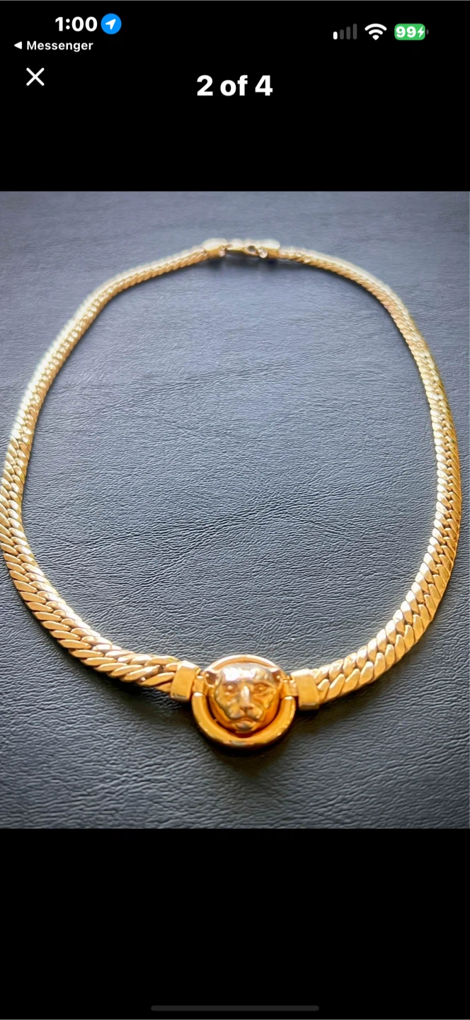 Gold 14k Panther Head Chain Necklace