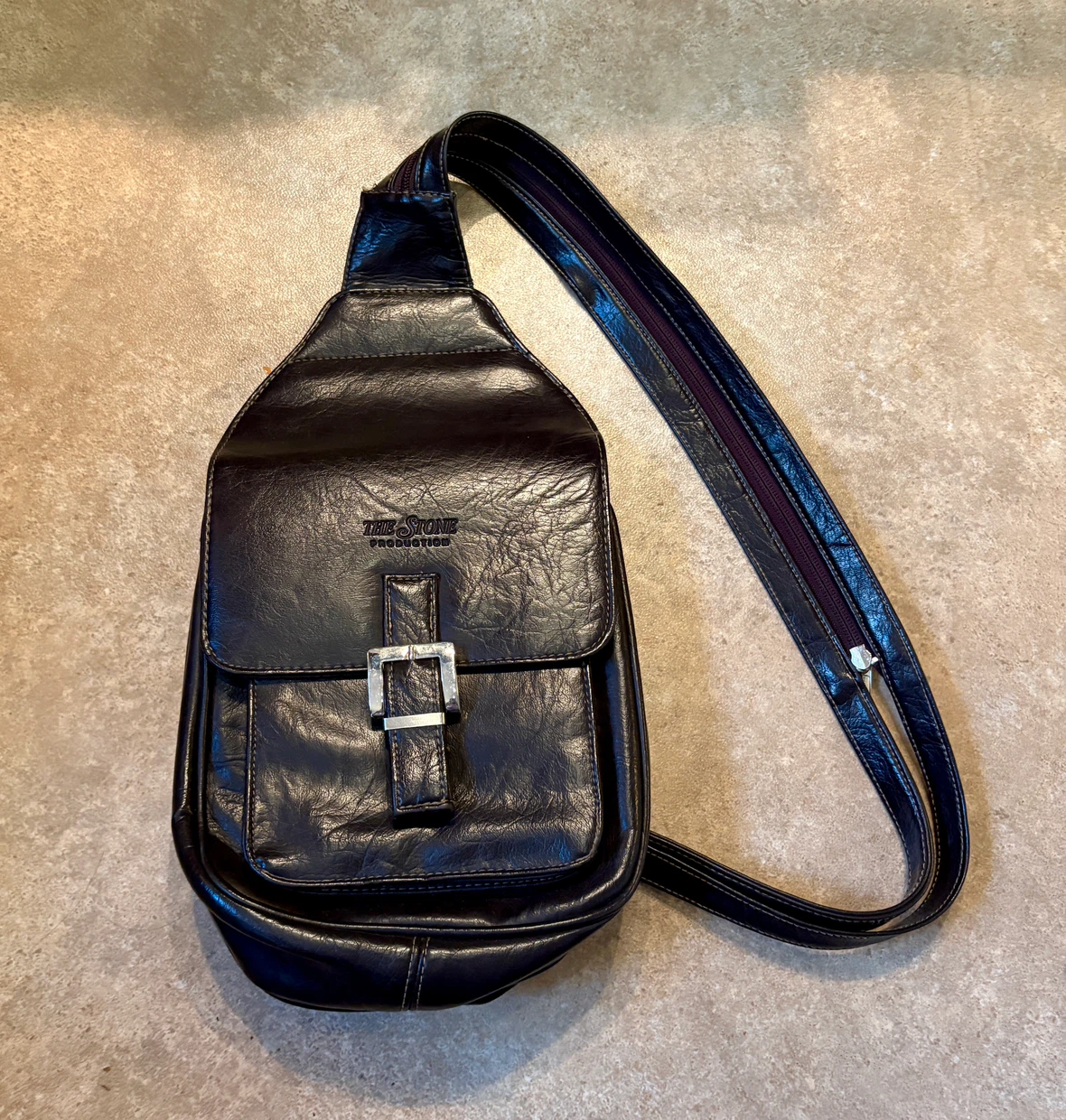 'The Stone Production' Dark Brown Leather  Sling Bag
