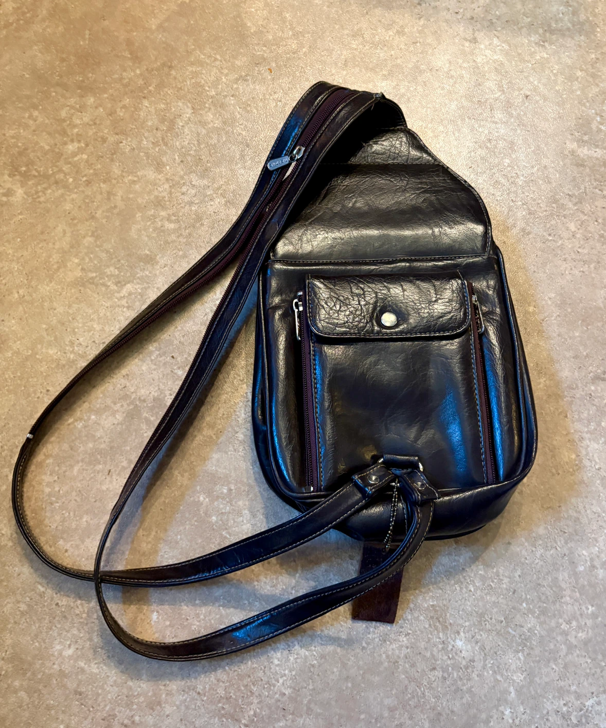 'The Stone Production' Dark Brown Leather  Sling Bag - photo 4