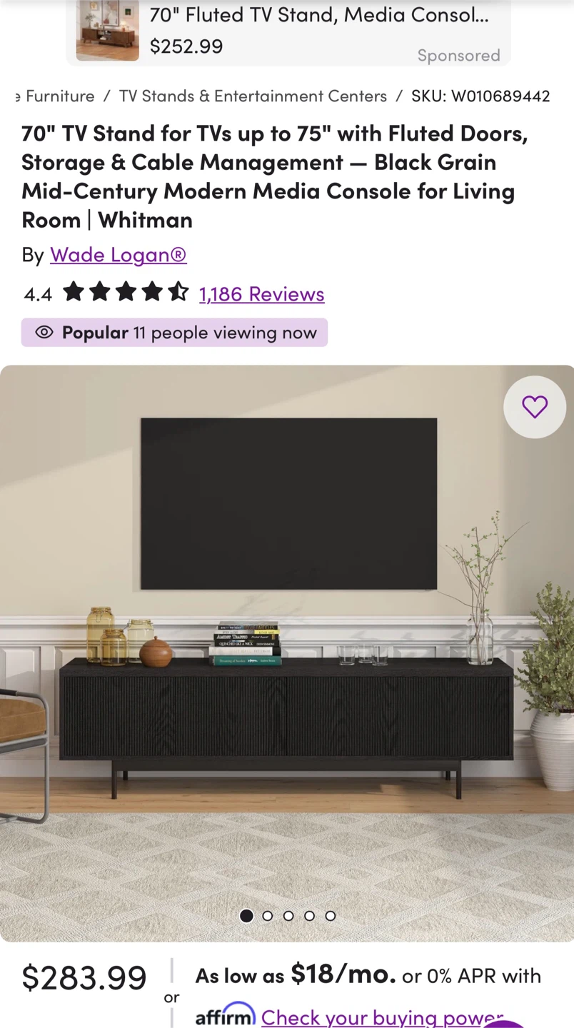 70" Fluted TV Stand - photo 4