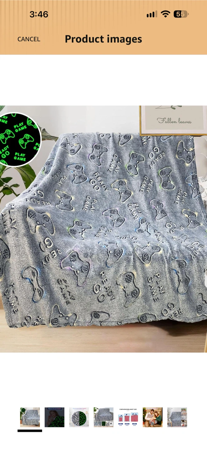 Glow in the Dark Gaming Throw Blanket