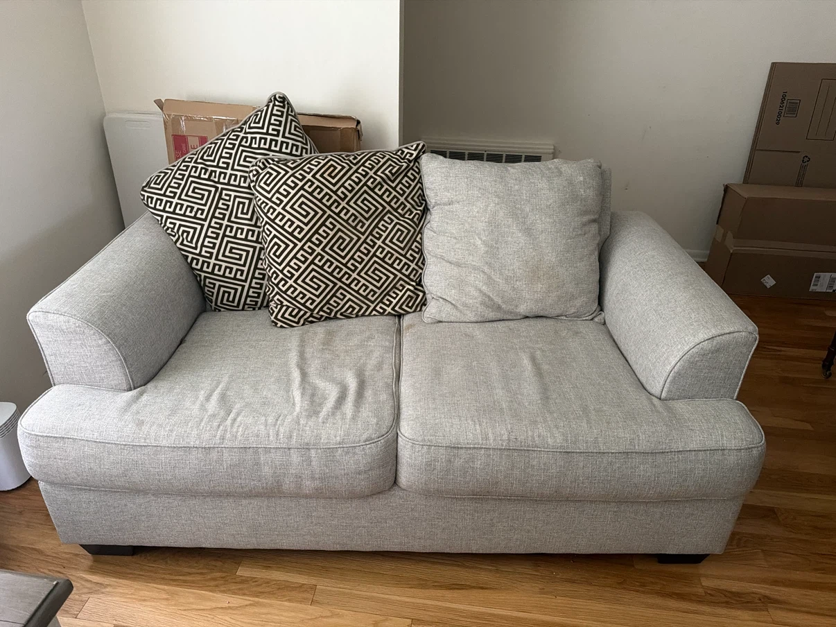 Sofa and Rustic Coffee Table with Glass Top