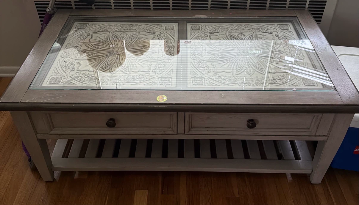 Sofa and Rustic Coffee Table with Glass Top - photo 2