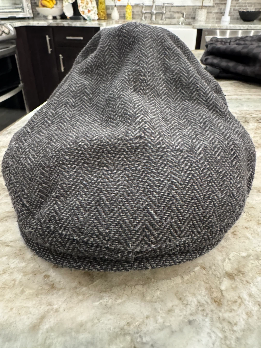 Gray Herringbone Wool Blend Flat Cap - photo 4