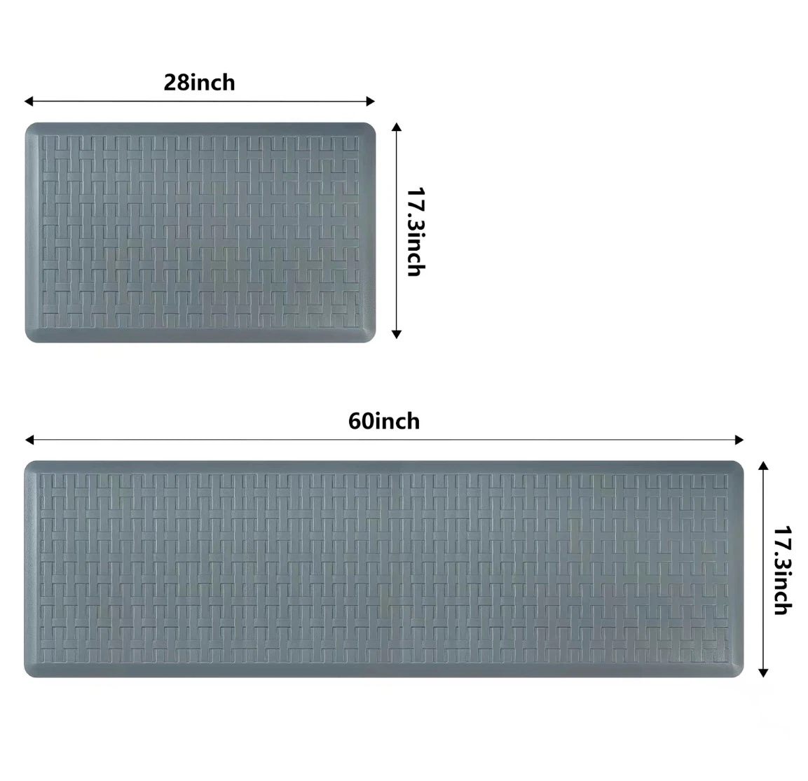 Set of 2 Gray Anti-Fatigue Kitchen Mats