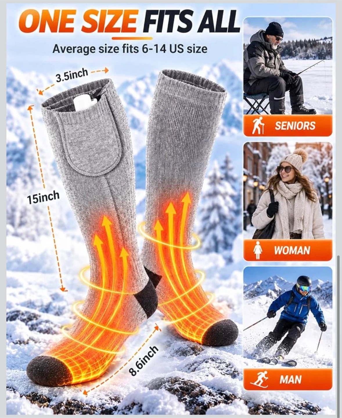 Heated Battery-Operated Socks， large - photo 3