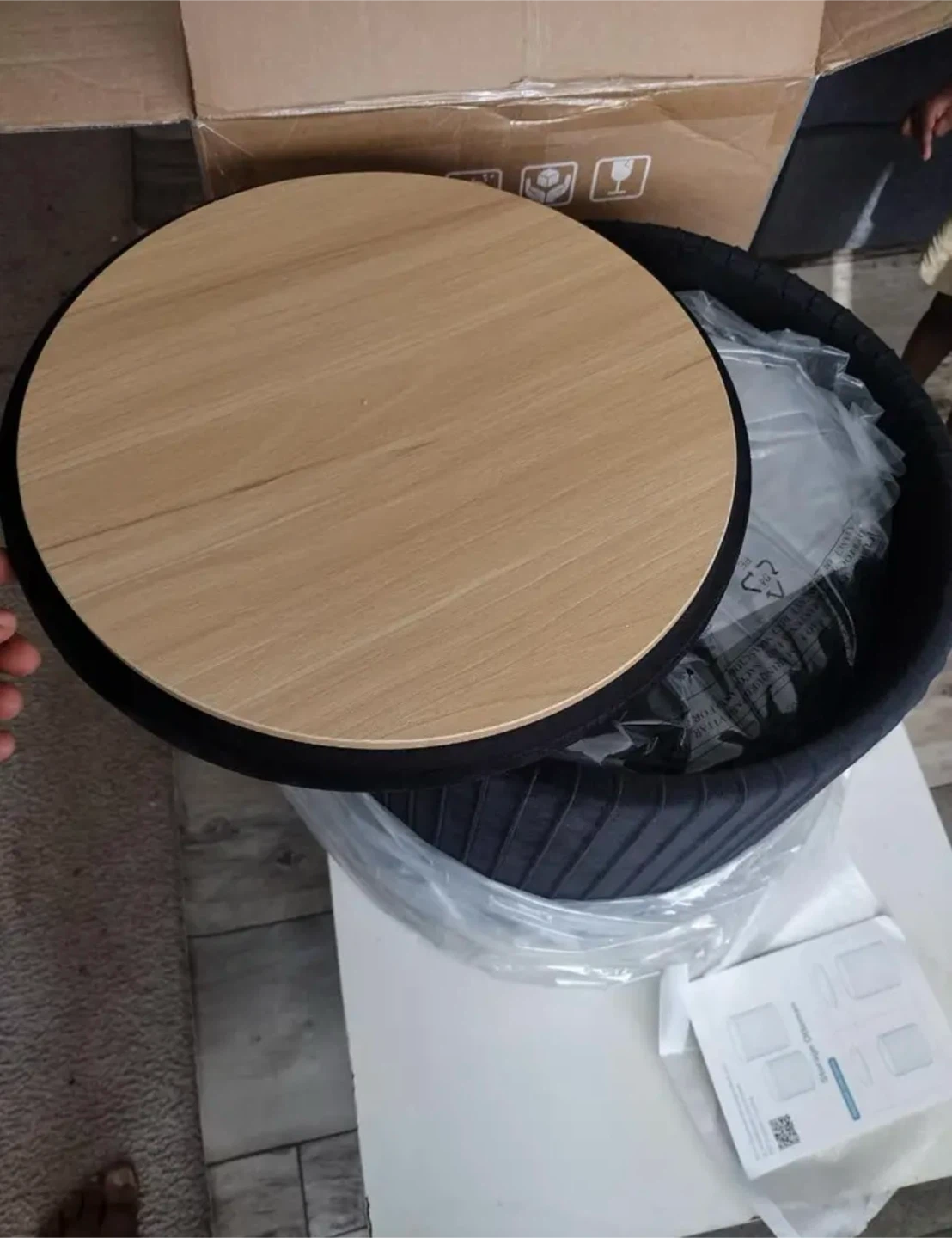 Set of 2 Black Velvet Storage Ottomans - photo 2