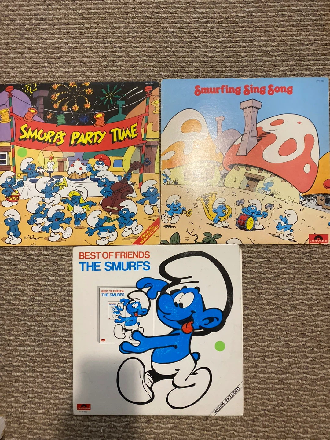 3 Vintage Smurfs Vinyl Records