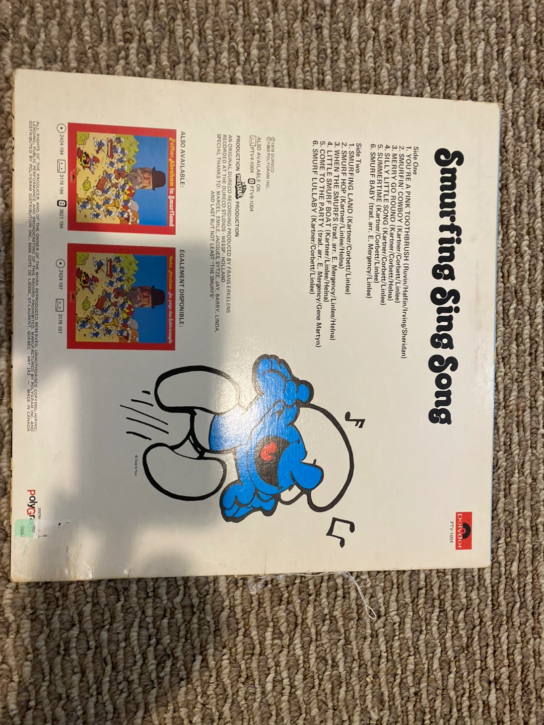 3 Vintage Smurfs Vinyl Records - photo 2