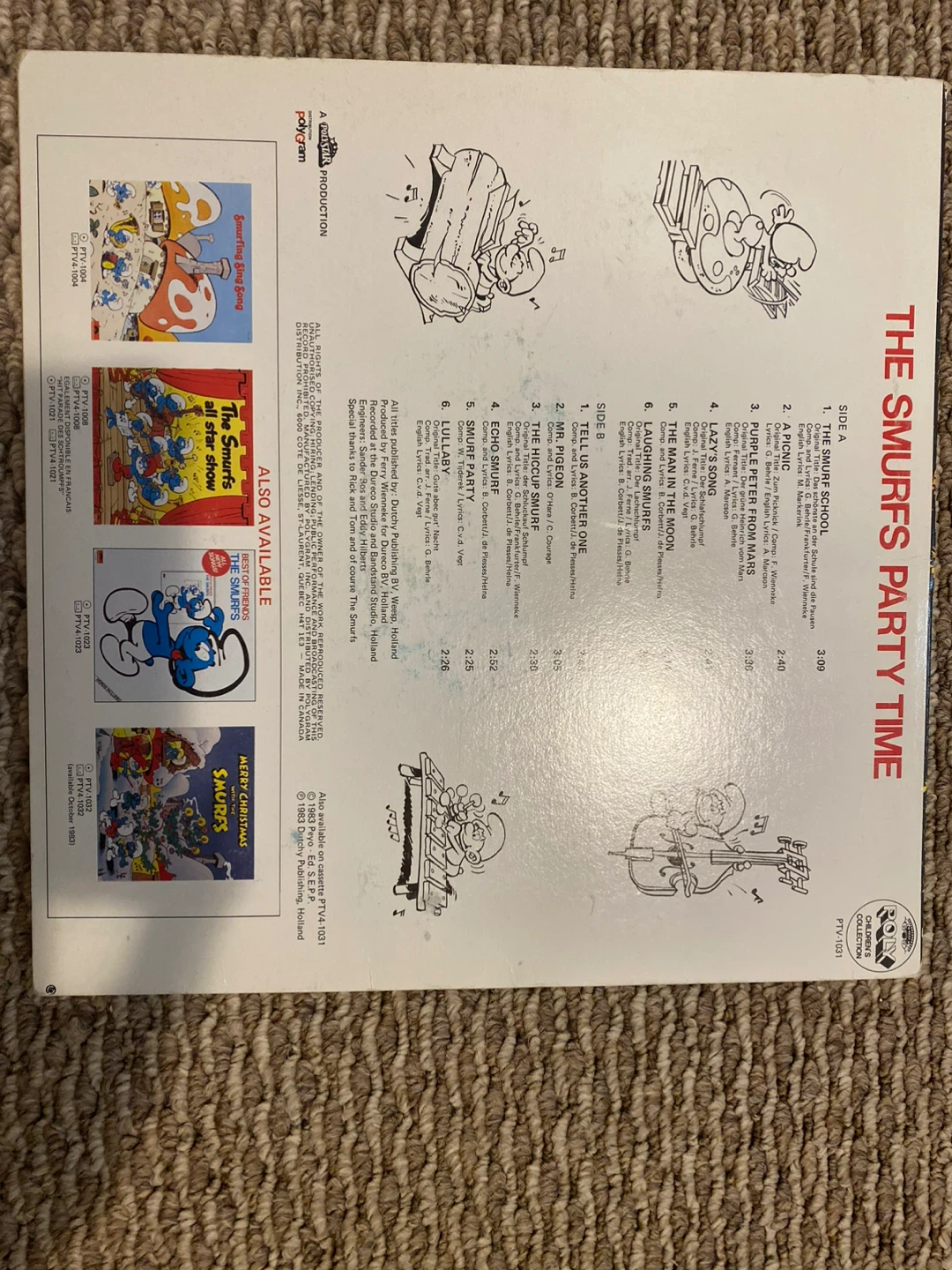 3 Vintage Smurfs Vinyl Records - photo 4