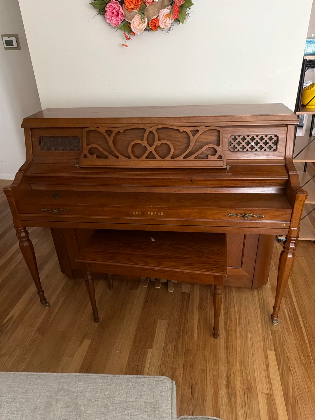 Young Chang Wood Upright Piano with Bench