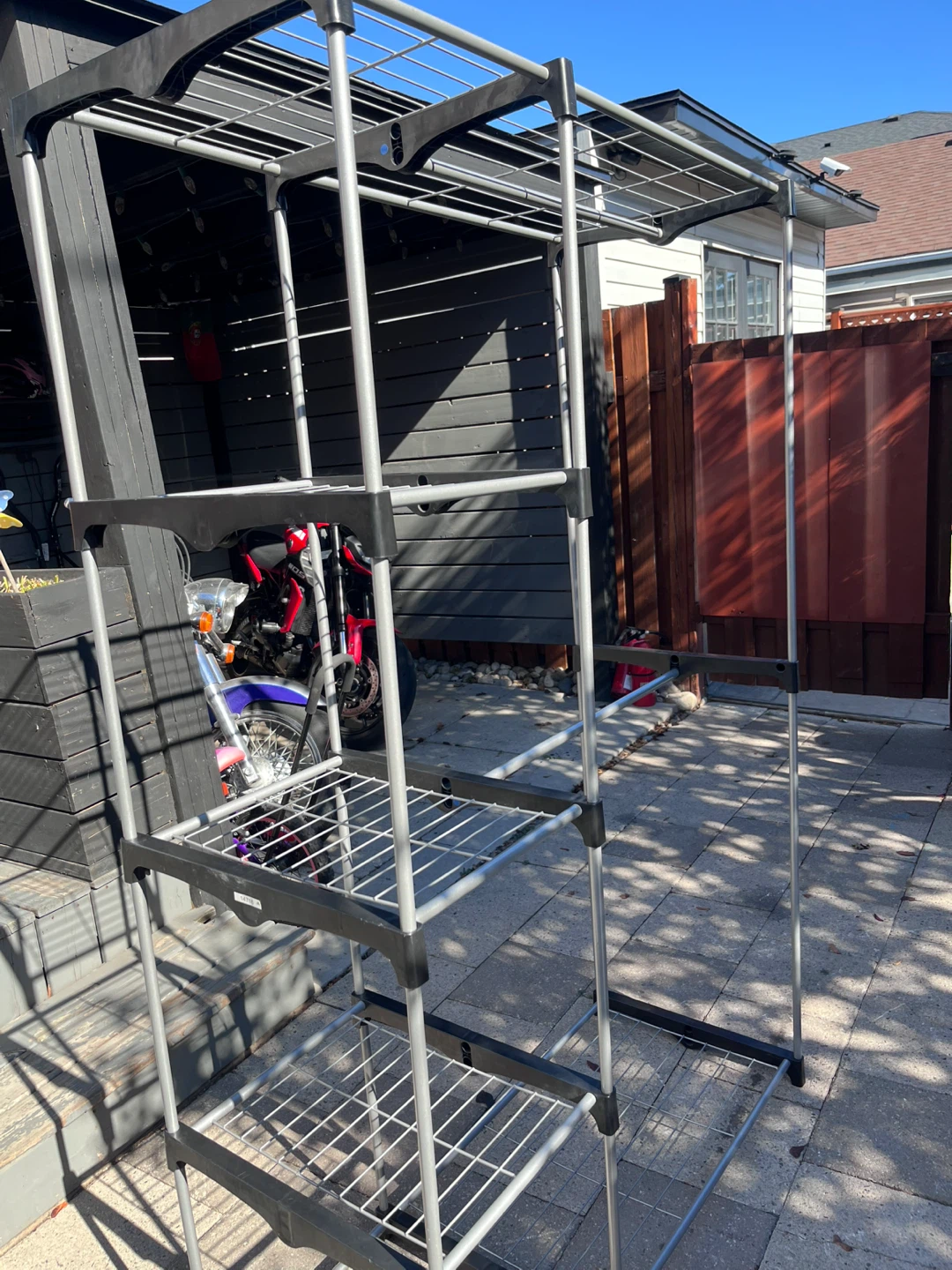 Metal Garment Rack with Shelves - photo 3