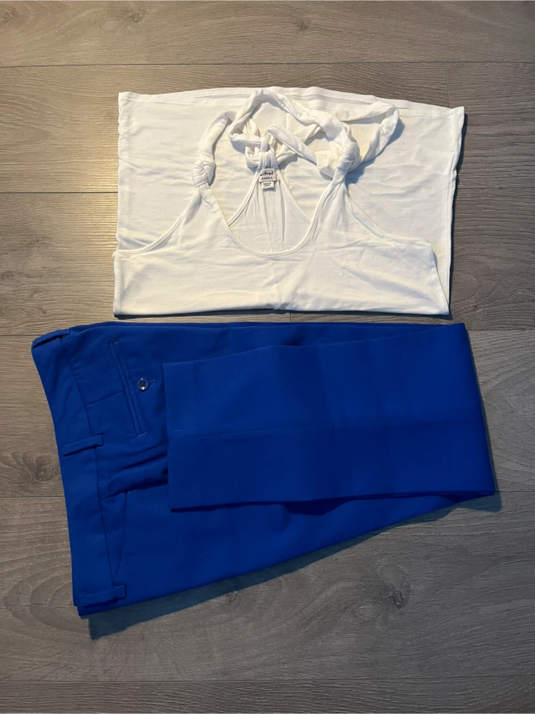 Wilfred White Tank and Blue Trousers
