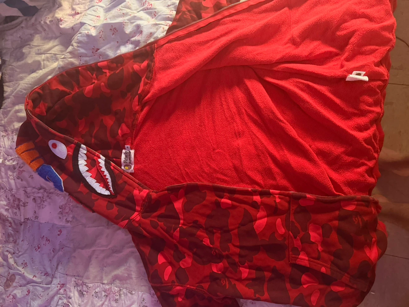A Bathing Ape Red Camo Shark Hoodie - photo 2