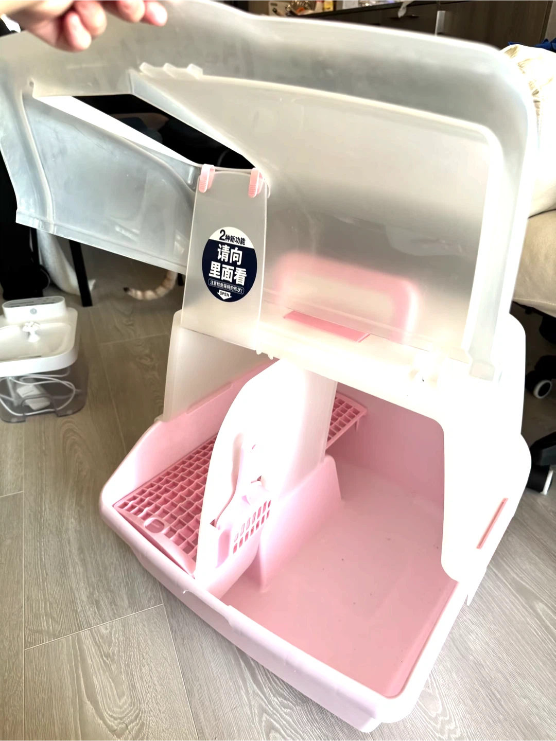Pink Enclosed Cat Litter Box - photo 2