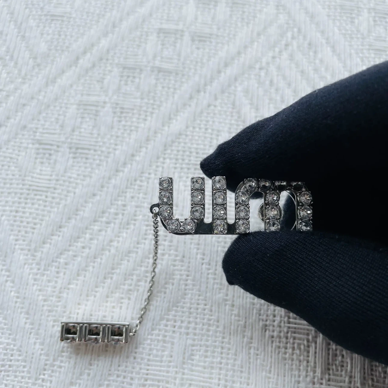 Only Single Miu Miu Crystal Logo earring with Chain