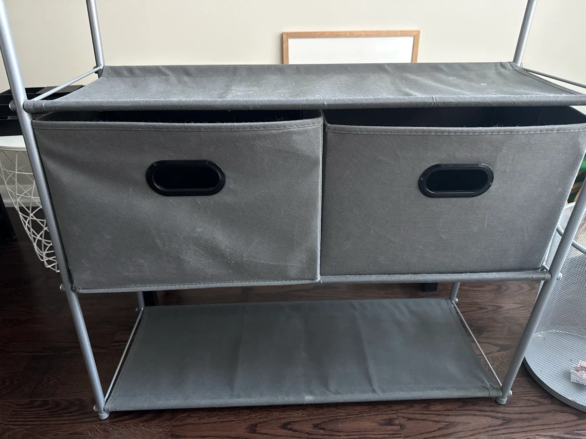 3-Tier Storage Shelving Unit with 2 Bins