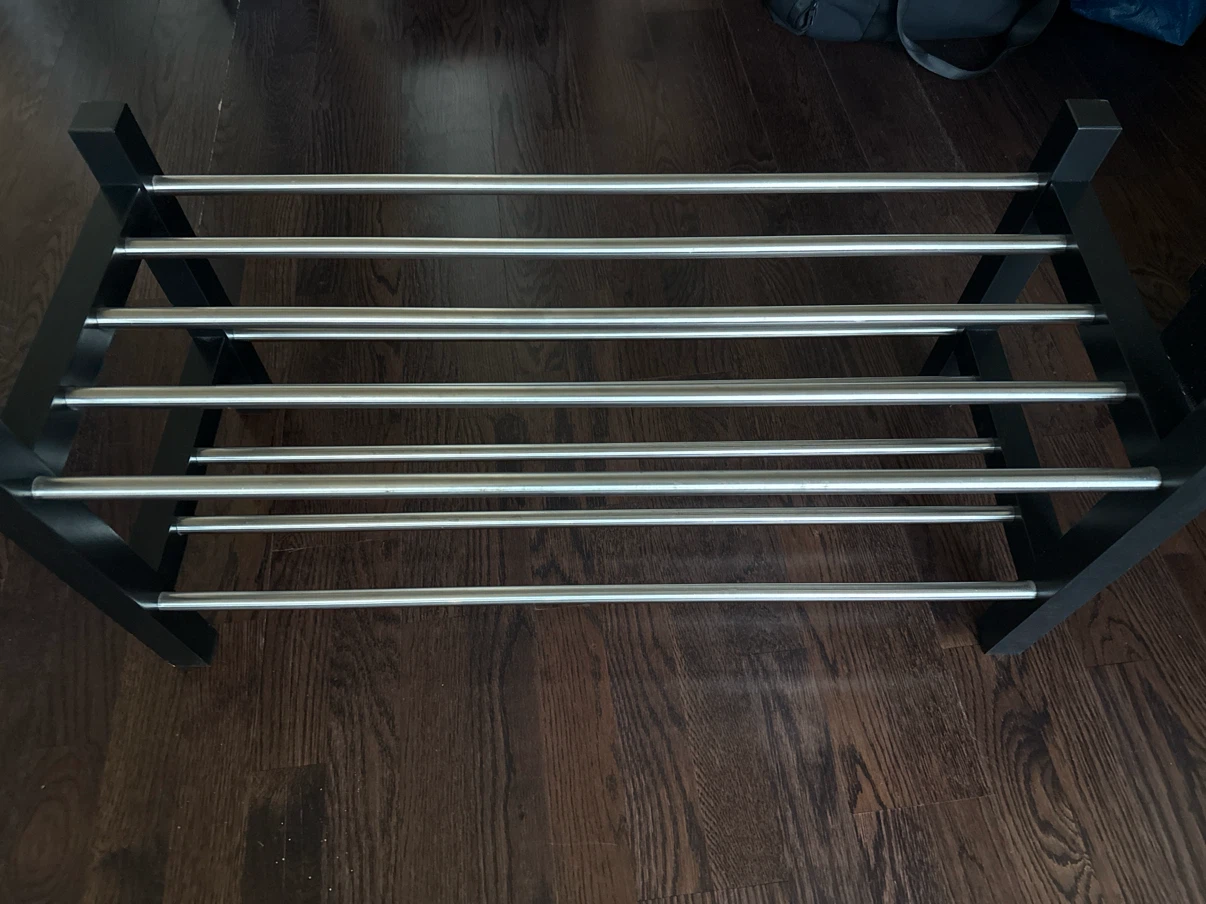 Black and Silver Metal Shoe Rack