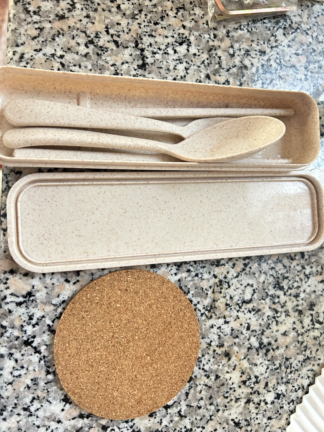 cutlery set with travel case and coaster