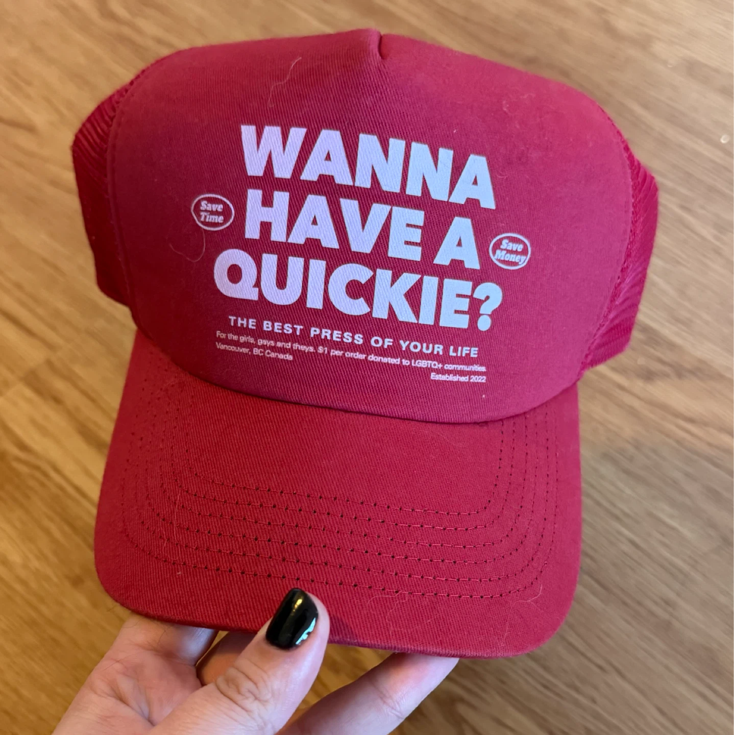 Quickies Red Mesh Snapback Hat