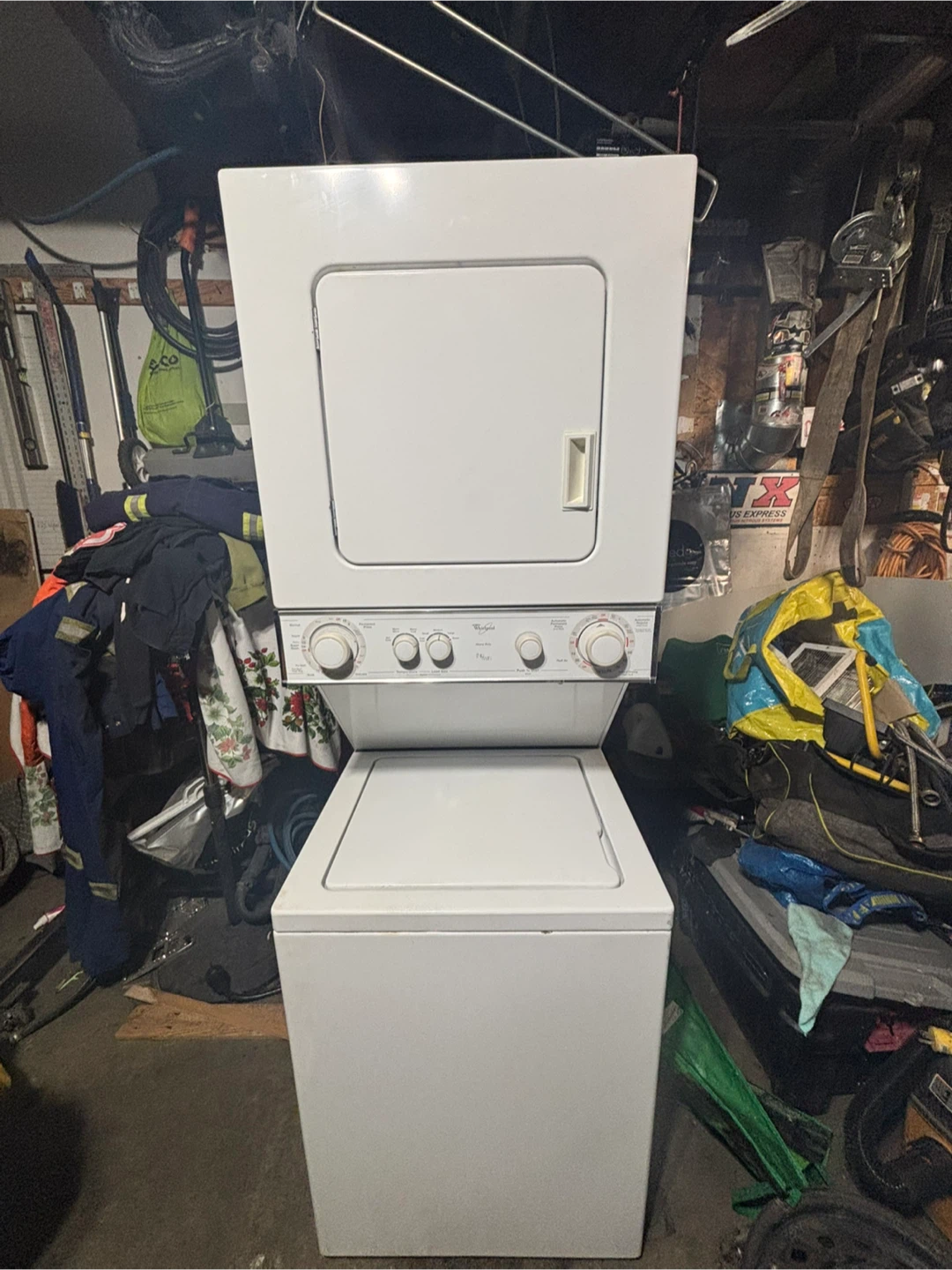 Whirlpool stacked washer and dryer unit