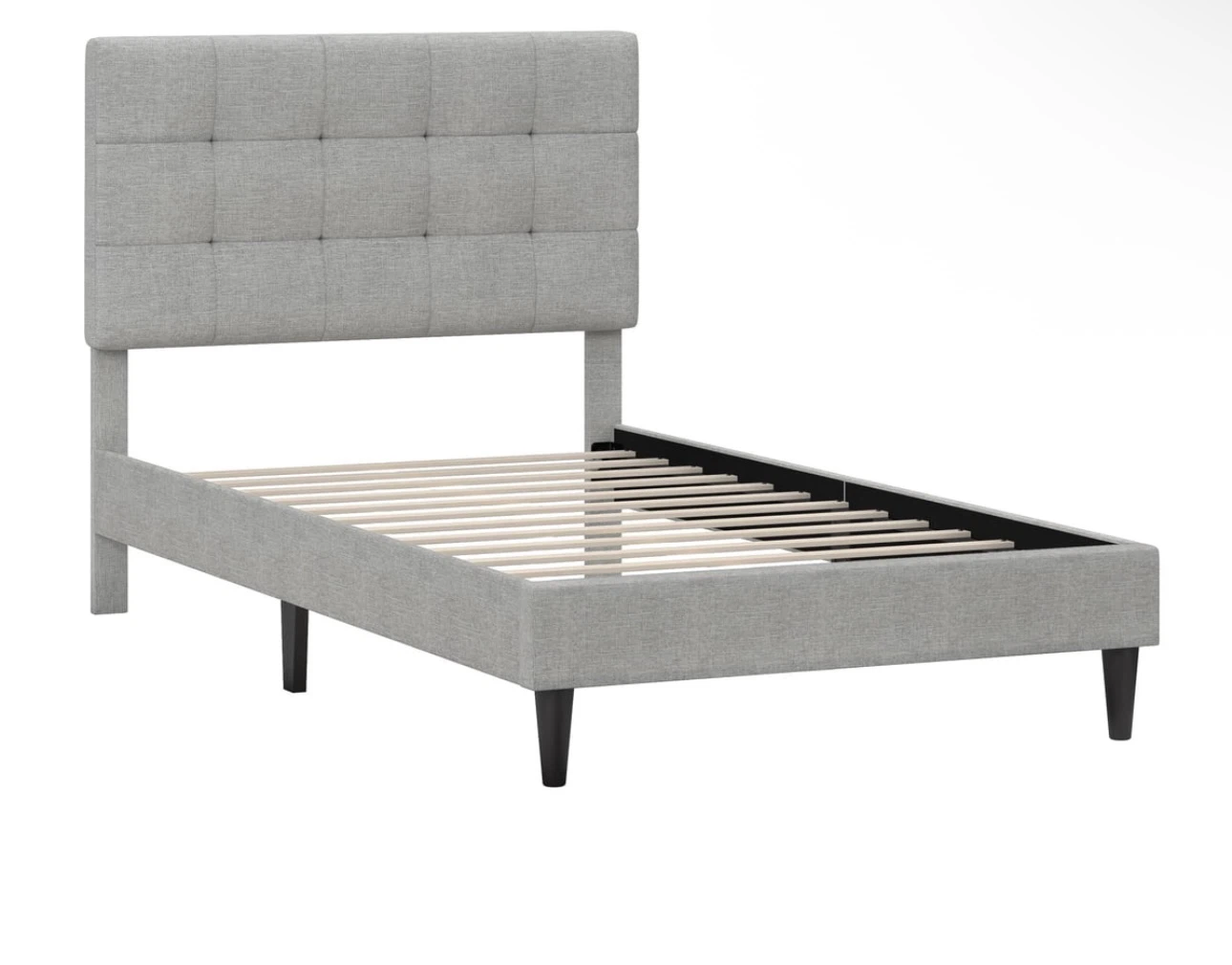 Cama Twin. Cabecera Tapizada, Gris Claro. Colchon incluido. - photo 2