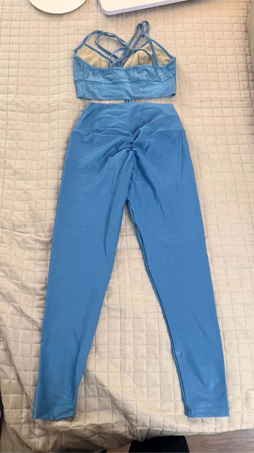 Blue Two-Piece Matching Activewear Set